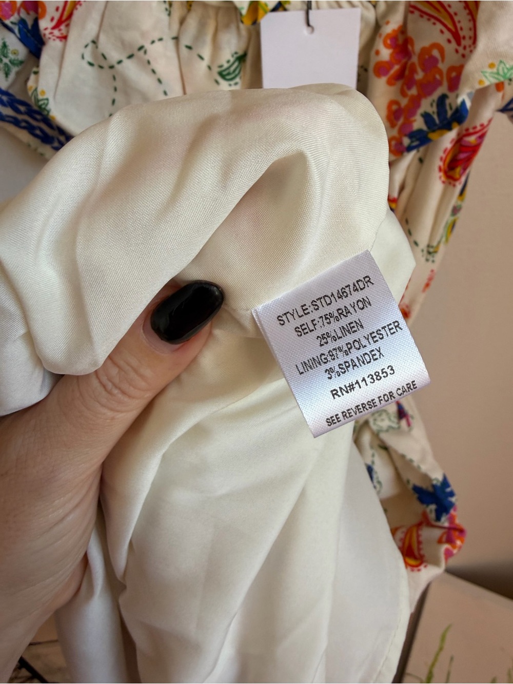 NWT SugarLips Miraflor Off Shoulder Linen Blend Floral Maxi Dress Belted Sz S - Picture 8 of 8